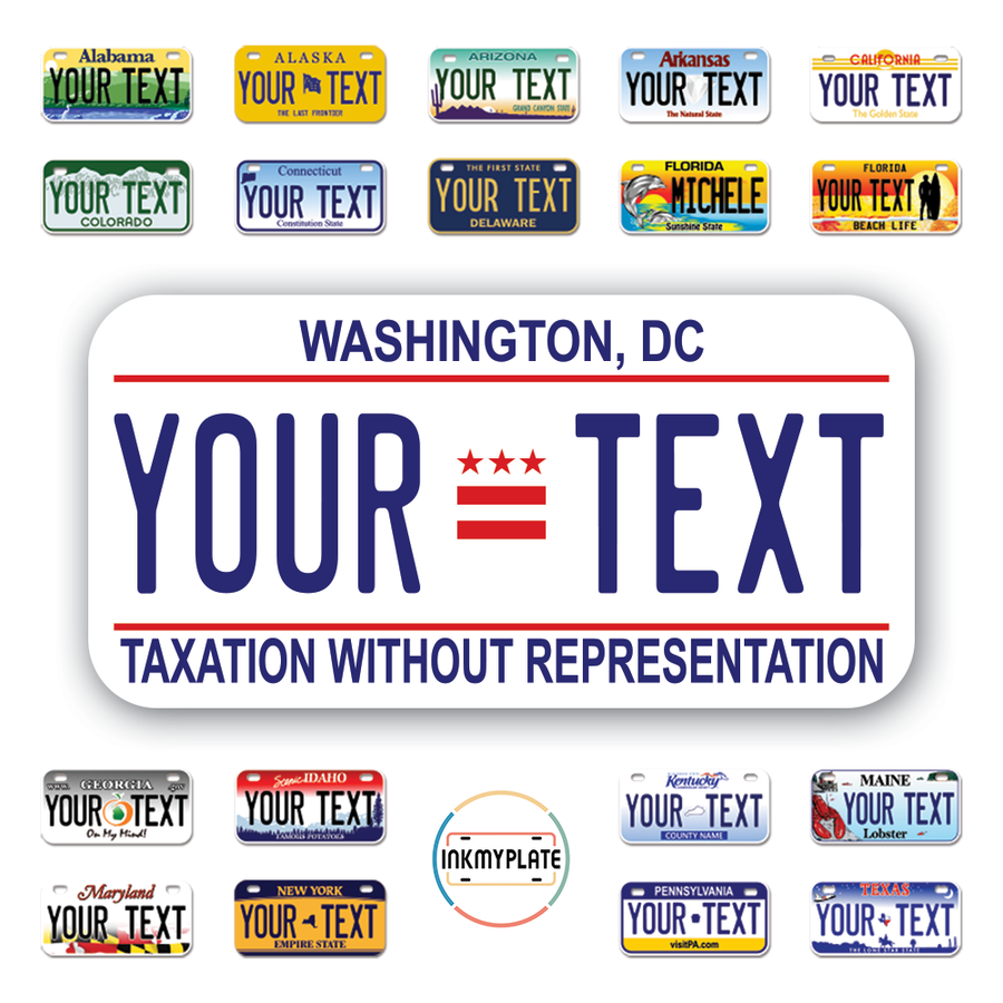 Personalize License Plates Vinyl Stickers From All 50 USA States - 6"x3" - Ideal for Toy Cars - Electric Kids Cars and more