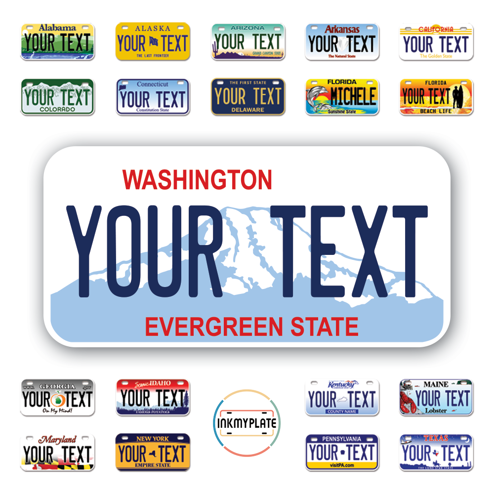 Personalize License Plates Vinyl Stickers From All 50 USA States - 6"x3" - Ideal for Toy Cars - Electric Kids Cars and more