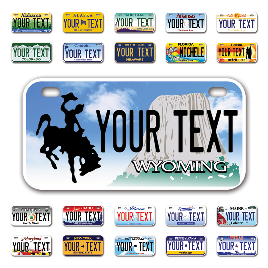 Personalize Bicycle License Plates from All 50 USA States - 6"x3" - Ideal for Bicycles, Tricycles, Wheelchairs, Toy Cars, Kids Cars and more