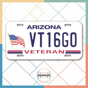 Inkmyplate - Personalized ARIZONA VETERANS License Plate for Cars, Trucks, Motorcycles, Bicycles and Vinyl Stickers - InkMyPlate