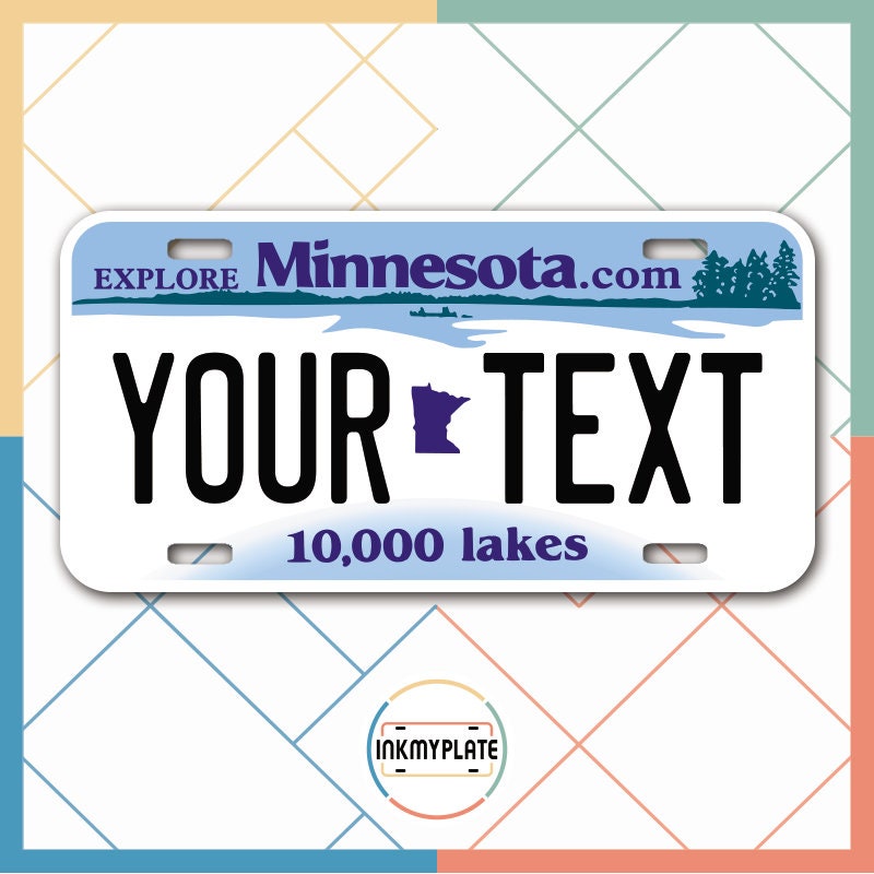 Inkmyplate - Personalized MINNESOTA License Plate for Cars, Trucks, Motorcycles, Bicycles and Vinyl Stickers - InkMyPlate