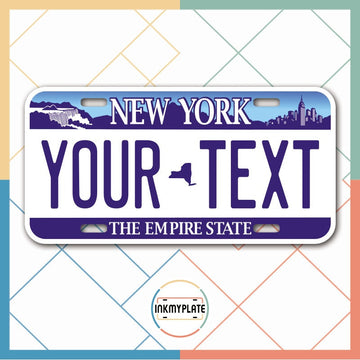 Inkmyplate - Personalized NEW YORK Empire State License Plate for Cars, Trucks, Motorcycles, Bicycles and Vinyl Stickers - InkMyPlate