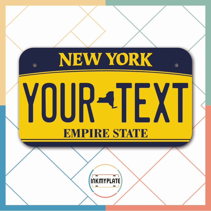 Inkmyplate - Personalized NEW YORK Orange Yellow License Plate for Cars, Trucks, Motorcycles, Bicycles and Vinyl Stickers - InkMyPlate