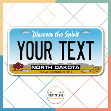 Inkmyplate - Personalized NORTH DAKOTA License Plate for Cars, Trucks, Motorcycles, Bicycles and Vinyl Stickers - InkMyPlate