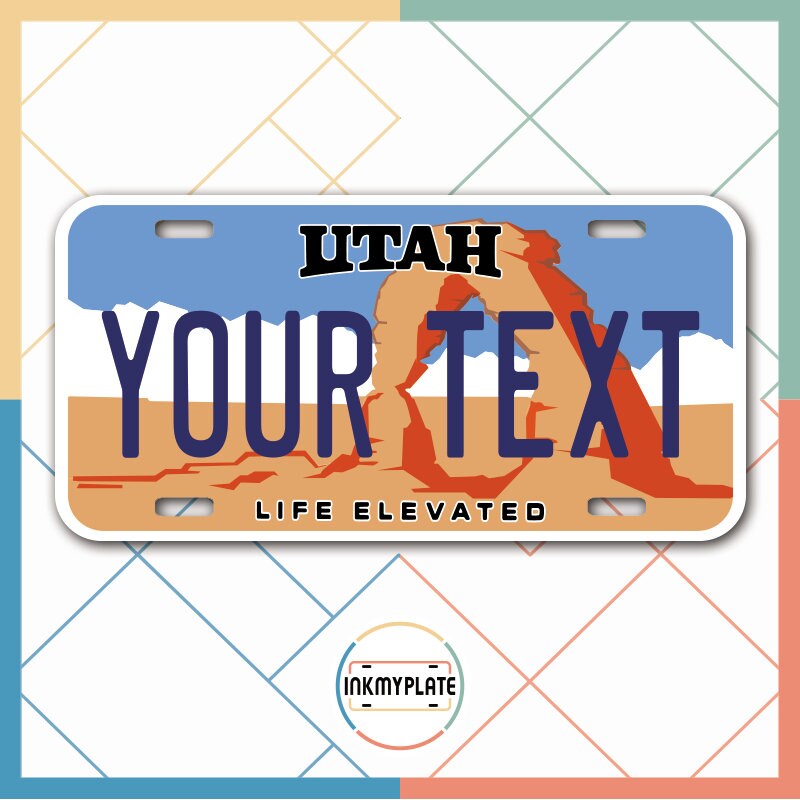 Inkmyplate - Personalized UTAH License Plate for Cars, Trucks, Motorcycles, Bicycles and Vinyl Stickers - InkMyPlate