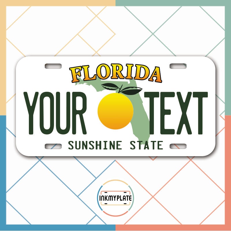 Inkmyplate - Personalized FLORIDA OLD License Plate for Cars, Trucks, Motorcycles, Bicycles and Vinyl Stickers - InkMyPlate