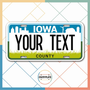 Inkmyplate - Personalized IOWA License Plate for Cars, Trucks, Motorcycles, Bicycles and Vinyl Stickers - InkMyPlate