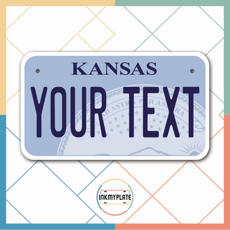 Inkmyplate - Personalized KANSAS License Plate for Cars, Trucks, Motorcycles, Bicycles and Vinyl Stickers - InkMyPlate