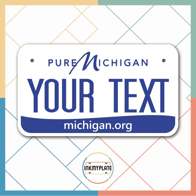 Inkmyplate - Personalized Michigan Blue License Plate for Cars, Trucks, Motorcycles, Bicycles and Vinyl Stickers - InkMyPlate