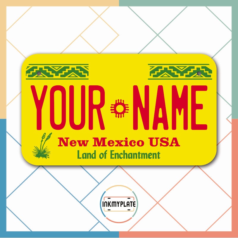 Inkmyplate - Personalized NEW MEXICO License Plate for Cars, Trucks, Motorcycles, Bicycles and Vinyl Stickers - InkMyPlate