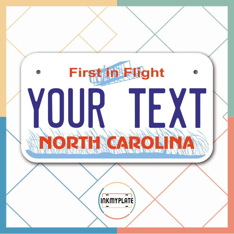 Inkmyplate - Personalized NORTH CAROLINA License Plate for Cars, Trucks, Motorcycles, Bicycles and Vinyl Stickers - InkMyPlate