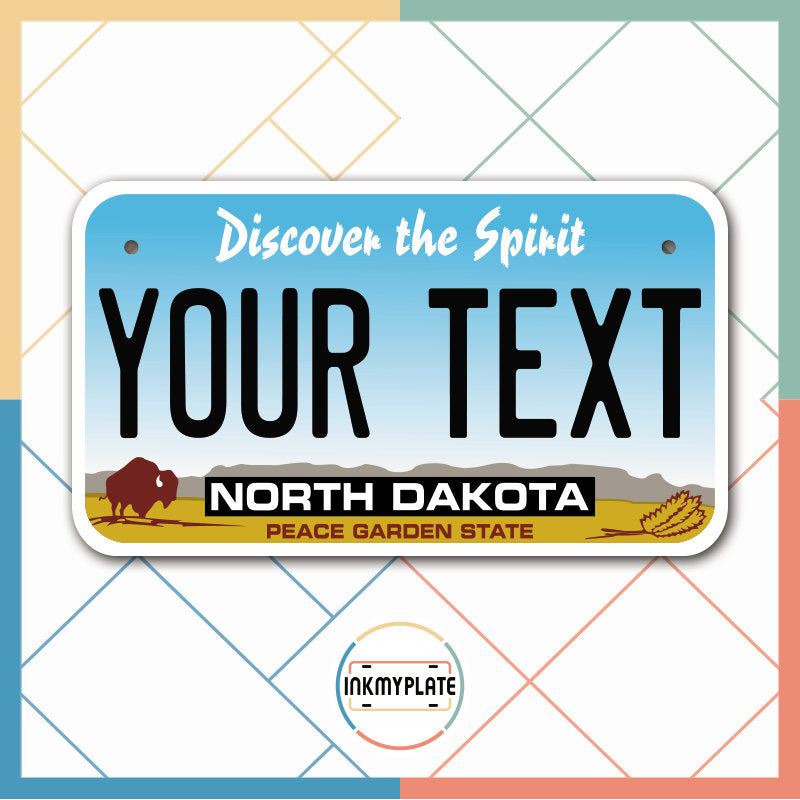 Inkmyplate - Personalized NORTH DAKOTA License Plate for Cars, Trucks, Motorcycles, Bicycles and Vinyl Stickers - InkMyPlate