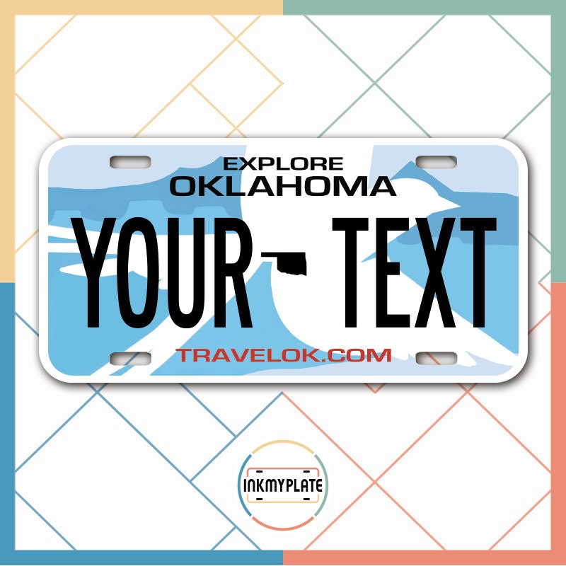 Inkmyplate - Personalized OKLAHOMA License Plate for Cars, Trucks, Motorcycles, Bicycles and Vinyl Stickers - InkMyPlate