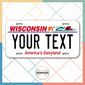 Inkmyplate - Personalized WISCONSIN License Plate for Cars, Trucks, Motorcycles, Bicycles and Vinyl Stickers - InkMyPlate